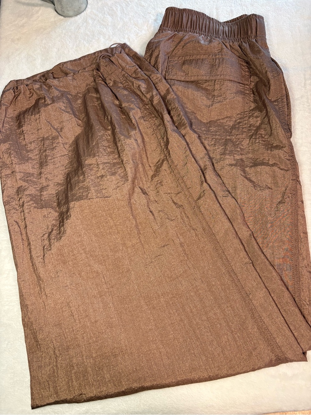 Athleta Metallic Brown Wide-Leg Jumpsuit Pants